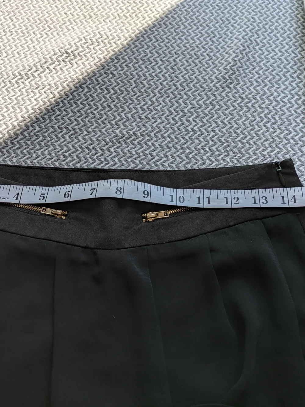 Double Zero Black Pleated Chiffon Skort with Gold Zipper Accents Sz S